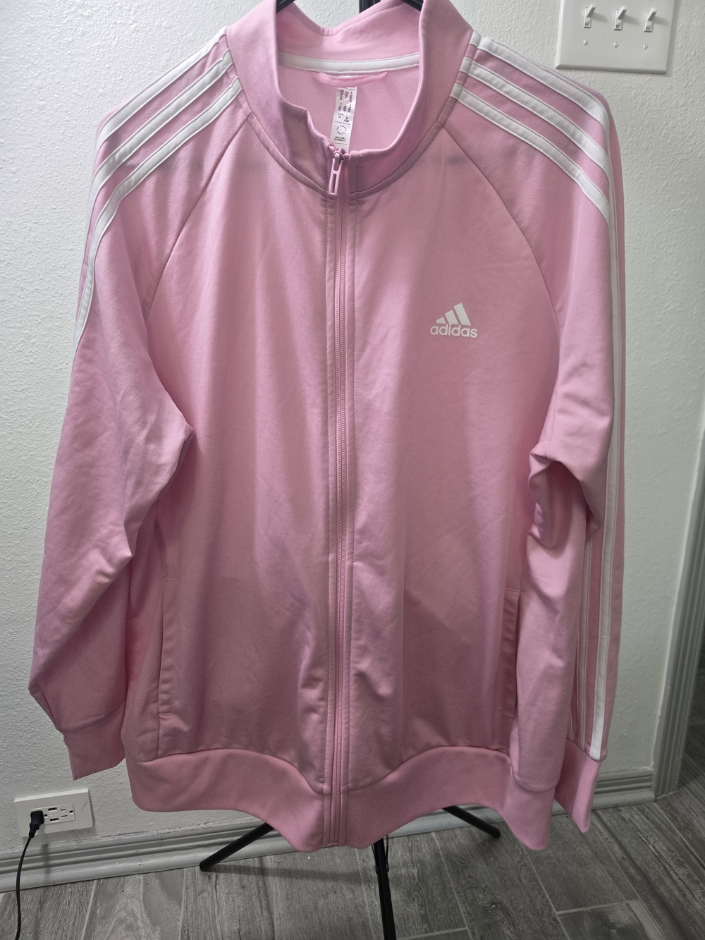 Adidas Pink Track Jacket with White Stripes